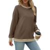 imageSaloogoe Sweatshirts for Women Crewneck Long Sleeve Loose Fit Tops Color Block Ribbed Trim Fashion 2024Dcoffee