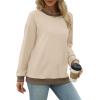 imageSaloogoe Sweatshirts for Women Crewneck Long Sleeve Loose Fit Tops Color Block Ribbed Trim Fashion 2024Dkhaki