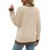 imageSaloogoe Sweatshirts for Women Crewneck Long Sleeve Loose Fit Tops Color Block Ribbed Trim Fashion 2024Dkhaki