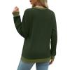 imageSaloogoe Sweatshirts for Women Crewneck Long Sleeve Loose Fit Tops Color Block Ribbed Trim Fashion 2024Egreen