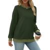 imageSaloogoe Sweatshirts for Women Crewneck Long Sleeve Loose Fit Tops Color Block Ribbed Trim Fashion 2024Egreen