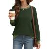 imageSaloogoe Sweatshirts for Women Crewneck Long Sleeve Loose Fit Tops Color Block Ribbed Trim Fashion 2024Egreen