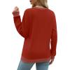 imageSaloogoe Sweatshirts for Women Crewneck Long Sleeve Loose Fit Tops Color Block Ribbed Trim Fashion 2024Ered