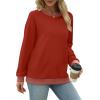 imageSaloogoe Sweatshirts for Women Crewneck Long Sleeve Loose Fit Tops Color Block Ribbed Trim Fashion 2024Ered