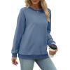 imageSaloogoe Sweatshirts for Women Crewneck Long Sleeve Loose Fit Tops Color Block Ribbed Trim Fashion 2024Fblue