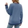 imageSaloogoe Sweatshirts for Women Crewneck Long Sleeve Loose Fit Tops Color Block Ribbed Trim Fashion 2024Fblue