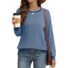 imageSaloogoe Sweatshirts for Women Crewneck Long Sleeve Loose Fit Tops Color Block Ribbed Trim Fashion 2024Fblue