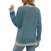 imageSaloogoe Sweatshirts for Women Crewneck Long Sleeve Loose Fit Tops Color Block Ribbed Trim Fashion 2024Fcadetblue