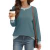 imageSaloogoe Sweatshirts for Women Crewneck Long Sleeve Loose Fit Tops Color Block Ribbed Trim Fashion 2024Fcadetblue