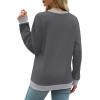 imageSaloogoe Sweatshirts for Women Crewneck Long Sleeve Loose Fit Tops Color Block Ribbed Trim Fashion 2024Fdark Grey