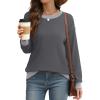 imageSaloogoe Sweatshirts for Women Crewneck Long Sleeve Loose Fit Tops Color Block Ribbed Trim Fashion 2024Fdark Grey