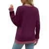 imageSaloogoe Sweatshirts for Women Crewneck Long Sleeve Loose Fit Tops Color Block Ribbed Trim Fashion 2024Fpurple
