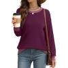 imageSaloogoe Sweatshirts for Women Crewneck Long Sleeve Loose Fit Tops Color Block Ribbed Trim Fashion 2024Fpurple