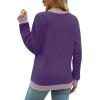 imageSaloogoe Sweatshirts for Women Crewneck Long Sleeve Loose Fit Tops Color Block Ribbed Trim Fashion 2024Ggrape Purple