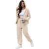 imageSaloogoe Sweatsuits Women 2 Piece Outfits 2024 Fall Fleece Sweatshirt Sets Zip Up Hoodie Sets Travel Lounge SetsApricot