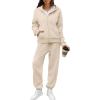 imageSaloogoe Sweatsuits Women 2 Piece Outfits 2024 Fall Fleece Sweatshirt Sets Zip Up Hoodie Sets Travel Lounge SetsApricot