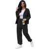 imageSaloogoe Sweatsuits Women 2 Piece Outfits 2024 Fall Fleece Sweatshirt Sets Zip Up Hoodie Sets Travel Lounge SetsBlack