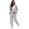 imageSaloogoe Sweatsuits Women 2 Piece Outfits 2024 Fall Fleece Sweatshirt Sets Zip Up Hoodie Sets Travel Lounge SetsClassic Grey