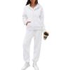 imageSaloogoe Sweatsuits Women 2 Piece Outfits 2024 Fall Fleece Sweatshirt Sets Zip Up Hoodie Sets Travel Lounge SetsClassic White