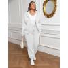 imageSaloogoe Sweatsuits Women 2 Piece Outfits 2024 Fall Fleece Sweatshirt Sets Zip Up Hoodie Sets Travel Lounge SetsClassic White