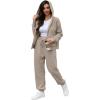 imageSaloogoe Sweatsuits Women 2 Piece Outfits 2024 Fall Fleece Sweatshirt Sets Zip Up Hoodie Sets Travel Lounge SetsCoffee
