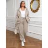imageSaloogoe Sweatsuits Women 2 Piece Outfits 2024 Fall Fleece Sweatshirt Sets Zip Up Hoodie Sets Travel Lounge SetsCoffee