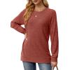 imageSaloogoe Tunic Sweatshirts for Women Crewneck Lightweight Sweaters Raglan Long Sleeve Shirts Fall Fashion Tops 2024All Caramel