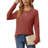 imageSaloogoe Tunic Sweatshirts for Women Crewneck Lightweight Sweaters Raglan Long Sleeve Shirts Fall Fashion Tops 2024All Caramel