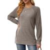 imageSaloogoe Tunic Sweatshirts for Women Crewneck Lightweight Sweaters Raglan Long Sleeve Shirts Fall Fashion Tops 2024All Khaki