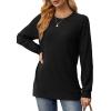 imageSaloogoe Tunic Sweatshirts for Women Crewneck Lightweight Sweaters Raglan Long Sleeve Shirts Fall Fashion Tops 2024Black