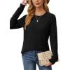 imageSaloogoe Tunic Sweatshirts for Women Crewneck Lightweight Sweaters Raglan Long Sleeve Shirts Fall Fashion Tops 2024Black