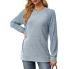 imageSaloogoe Tunic Sweatshirts for Women Crewneck Lightweight Sweaters Raglan Long Sleeve Shirts Fall Fashion Tops 2024Blue
