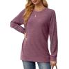 imageSaloogoe Tunic Sweatshirts for Women Crewneck Lightweight Sweaters Raglan Long Sleeve Shirts Fall Fashion Tops 2024Classic Purple
