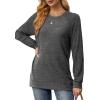 imageSaloogoe Tunic Sweatshirts for Women Crewneck Lightweight Sweaters Raglan Long Sleeve Shirts Fall Fashion Tops 2024Dark Grey