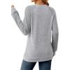 imageSaloogoe Tunic Sweatshirts for Women Crewneck Lightweight Sweaters Raglan Long Sleeve Shirts Fall Fashion Tops 2024Grey