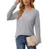 imageSaloogoe Tunic Sweatshirts for Women Crewneck Lightweight Sweaters Raglan Long Sleeve Shirts Fall Fashion Tops 2024Grey