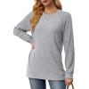 imageSaloogoe Tunic Sweatshirts for Women Crewneck Lightweight Sweaters Raglan Long Sleeve Shirts Fall Fashion Tops 2024Grey