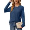imageSaloogoe Tunic Sweatshirts for Women Crewneck Lightweight Sweaters Raglan Long Sleeve Shirts Fall Fashion Tops 2024Navy