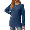 imageSaloogoe Tunic Sweatshirts for Women Crewneck Lightweight Sweaters Raglan Long Sleeve Shirts Fall Fashion Tops 2024Navy