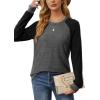 imageSaloogoe Tunic Sweatshirts for Women Crewneck Lightweight Sweaters Raglan Long Sleeve Shirts Fall Fashion Tops 2024Raglan Dark Grey Black