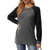 imageSaloogoe Tunic Sweatshirts for Women Crewneck Lightweight Sweaters Raglan Long Sleeve Shirts Fall Fashion Tops 2024Raglan Dark Grey Black