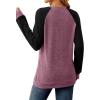 imageSaloogoe Tunic Sweatshirts for Women Crewneck Lightweight Sweaters Raglan Long Sleeve Shirts Fall Fashion Tops 2024Raglan Purple Black