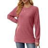 imageSaloogoe Tunic Sweatshirts for Women Crewneck Lightweight Sweaters Raglan Long Sleeve Shirts Fall Fashion Tops 2024Watermelon Red