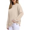 imageSaloogoe Womens Casual Loose Fit Sweatshirt Trendy Tops Crewneck Side Split Long Sleeve ShirtsApricot