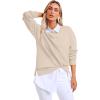 imageSaloogoe Womens Casual Loose Fit Sweatshirt Trendy Tops Crewneck Side Split Long Sleeve ShirtsApricot