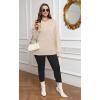 imageSaloogoe Womens Casual Loose Fit Sweatshirt Trendy Tops Crewneck Side Split Long Sleeve ShirtsApricot