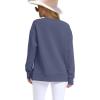 imageSaloogoe Womens Casual Loose Fit Sweatshirt Trendy Tops Crewneck Side Split Long Sleeve ShirtsBlue
