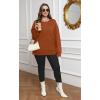 imageSaloogoe Womens Casual Loose Fit Sweatshirt Trendy Tops Crewneck Side Split Long Sleeve ShirtsCaramel