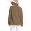 imageSaloogoe Womens Casual Loose Fit Sweatshirt Trendy Tops Crewneck Side Split Long Sleeve ShirtsCoffee
