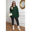 imageSaloogoe Womens Casual Loose Fit Sweatshirt Trendy Tops Crewneck Side Split Long Sleeve ShirtsGreen